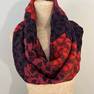 Red and Black Patterned Scarf